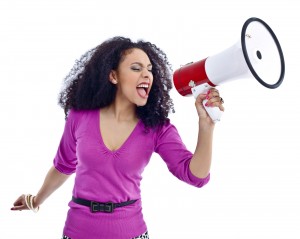 woman with megaphone